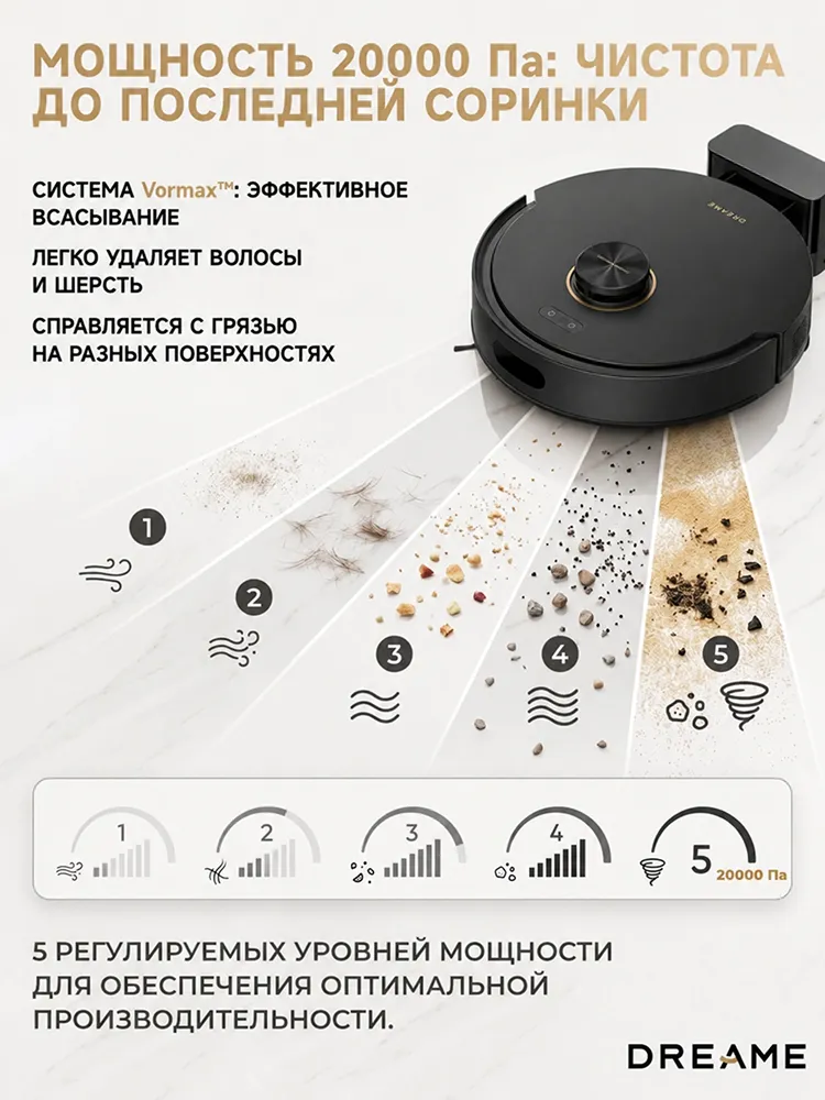 Робот-пылесос Dreame F21,  чёрный